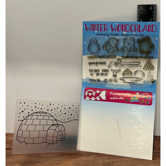 Stamp & Die WINTER WONDERLAND Embossing Folder Set Practical Publishing PENGUIN - Picture 2 of 5